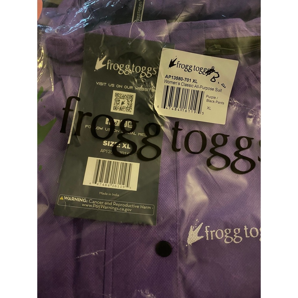 Frogg Toggs Womens Classic All Purpose Rain Suit Purple Black‎ Waterproof XL - Picture 8 of 8